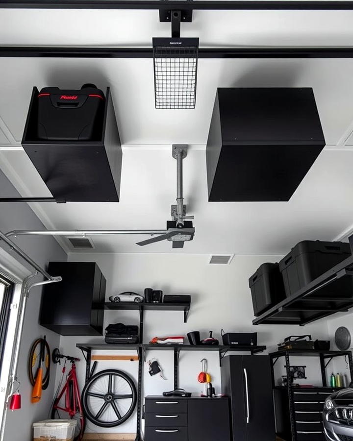 Black Ceiling Mounted Storage