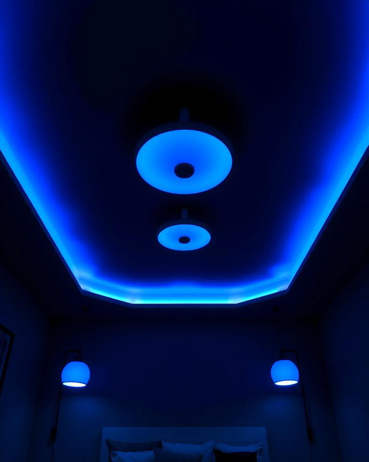 Black Ceiling with Blue Lighting