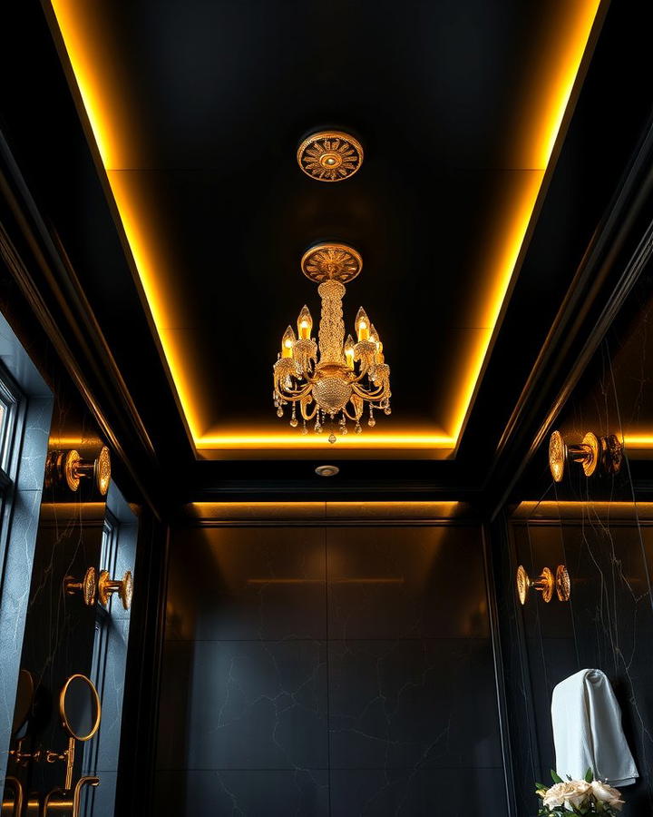 Black Ceiling with Gold Lighting