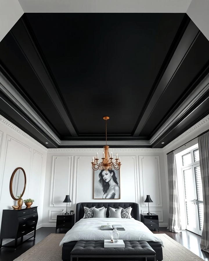 Black Ceiling with White Walls