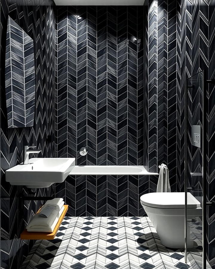 Black Chevron Mosaic for Subtle Texture