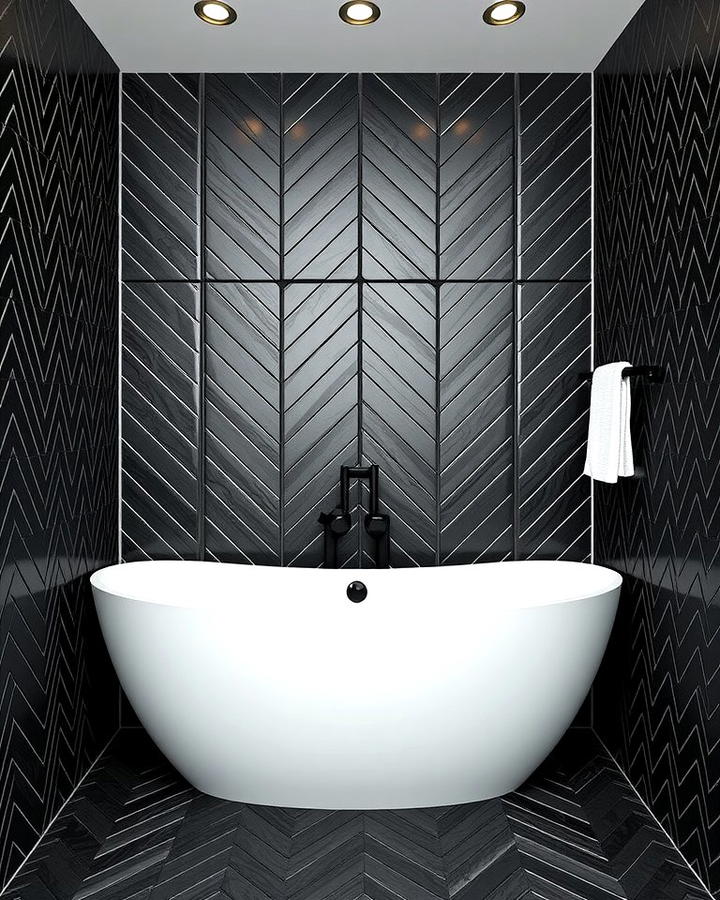 Black Chevron Tiles for a Bold Statement