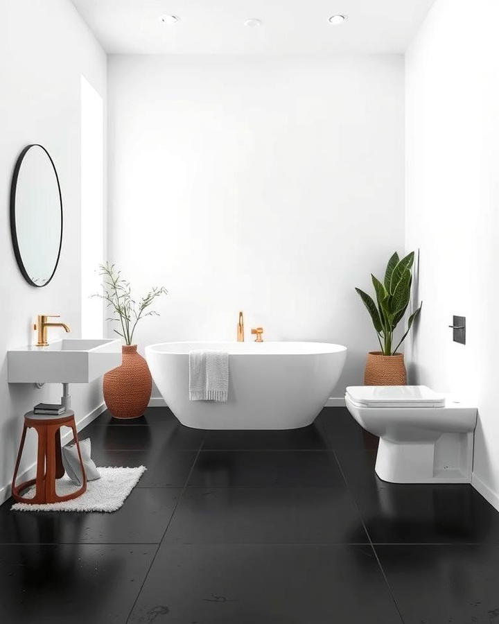 Black Concrete Floors with White Walls