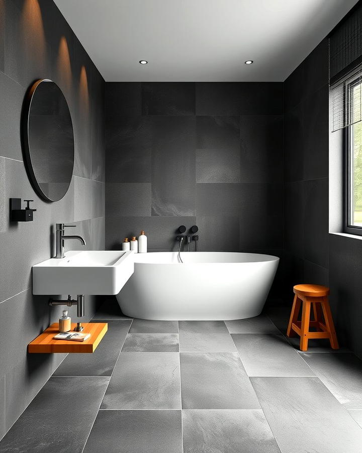 Black Concrete Tiles for Industrial Appeal