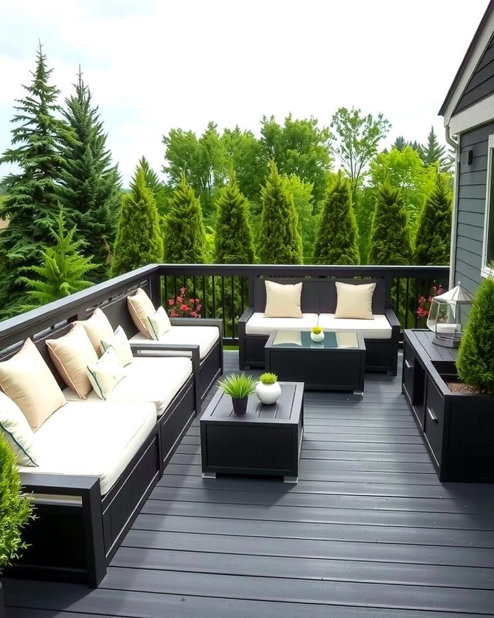 Black Deck with Built In Seating