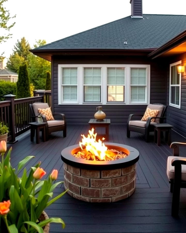 Black Deck with Fire Pit