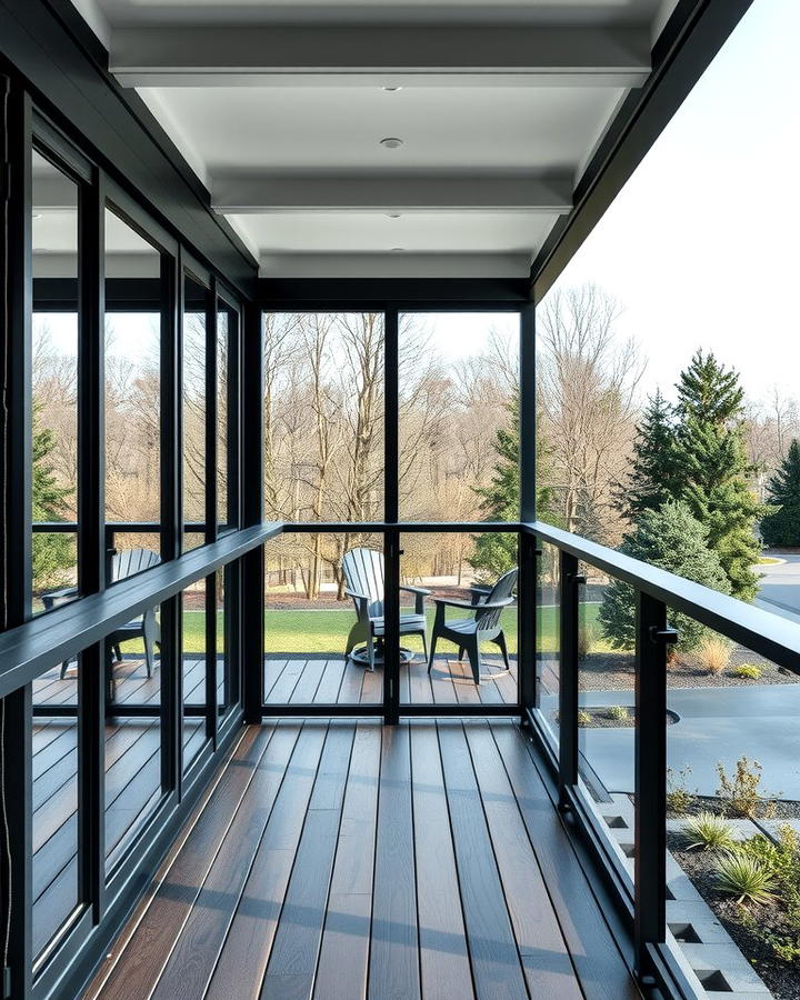 Black Deck with Glass Railings