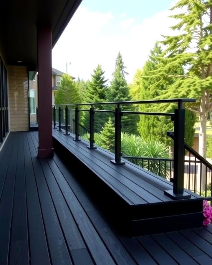 Black Deck with Modern Railings