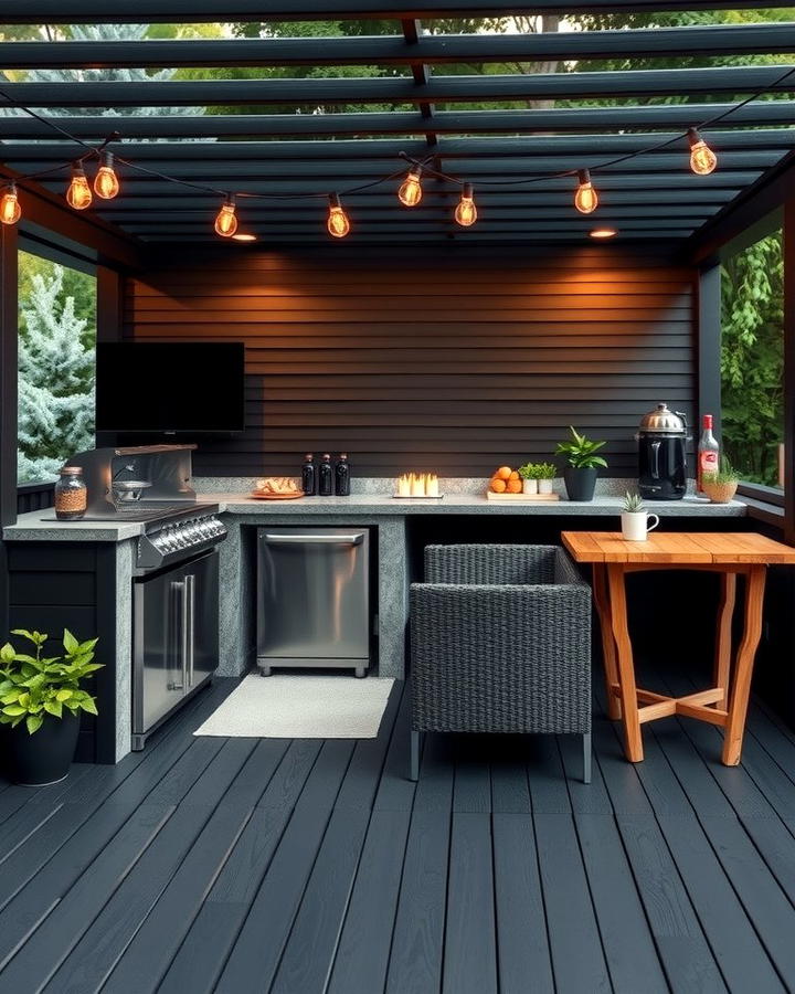 Black Deck with Outdoor Kitchen 2