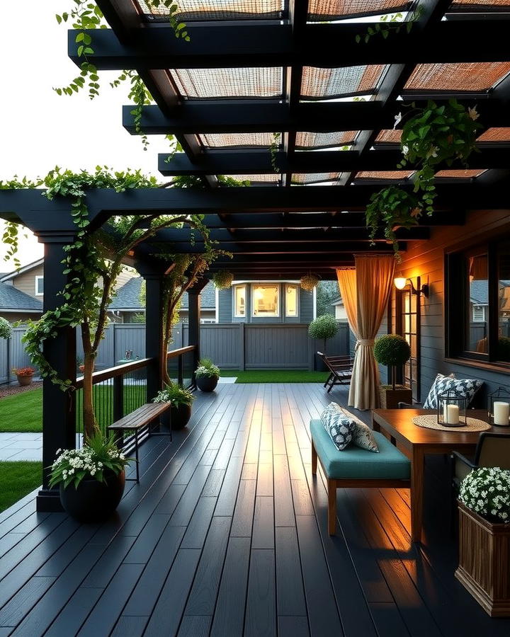 Black Deck with Pergola