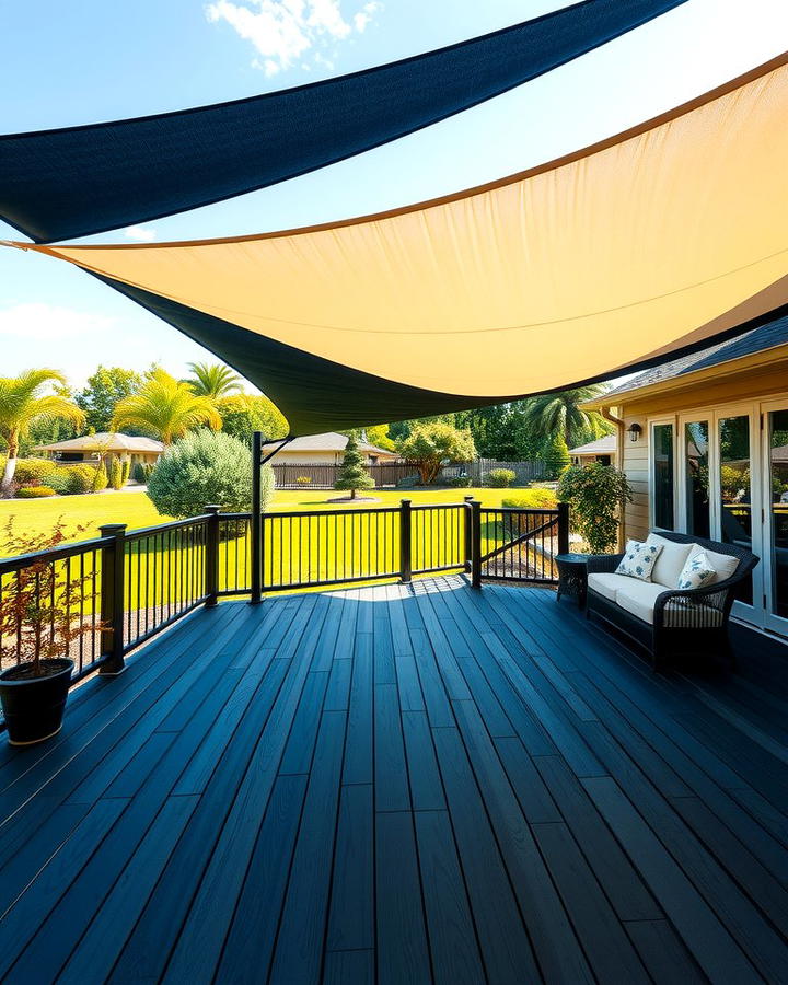 Black Deck with Shade Sails