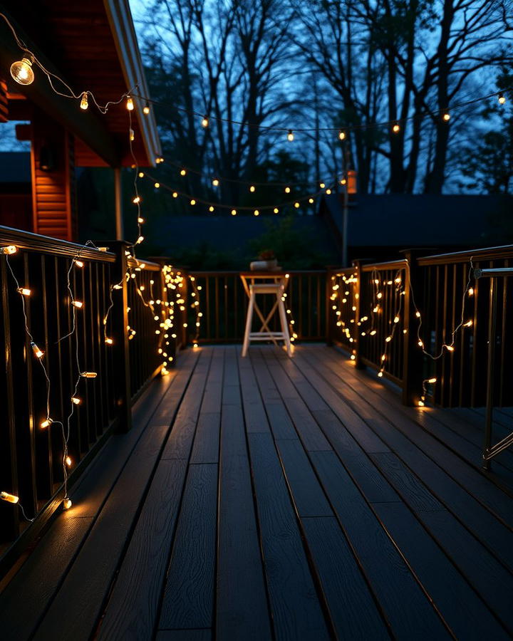 Black Deck with String Lighting