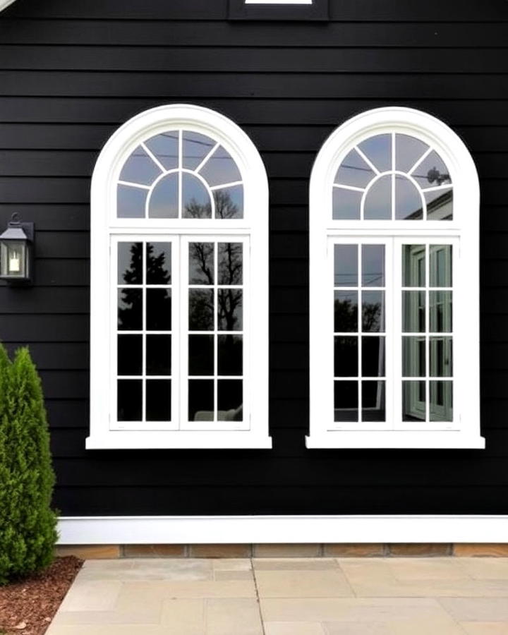 Black Exterior House With Arched Windows