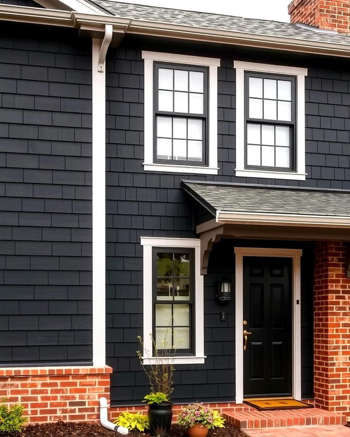 Black Exterior with Rustic Brick Accents