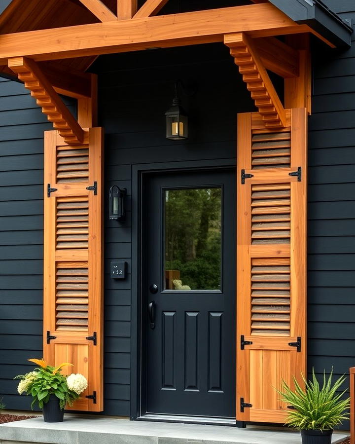 Black Exterior with Warm Wood Accents