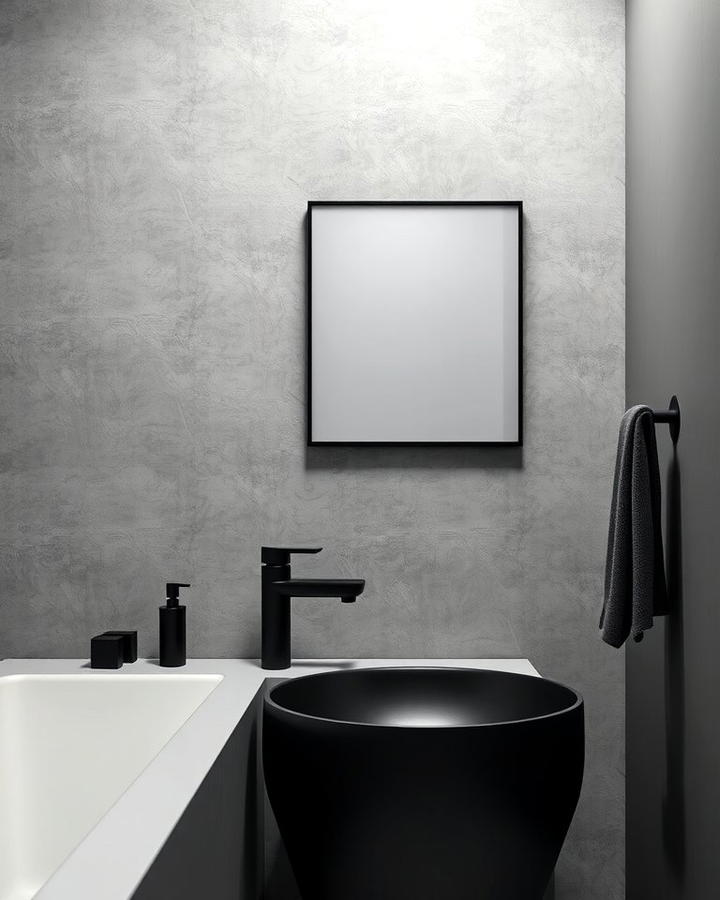 Black Fixtures Against Grey Walls