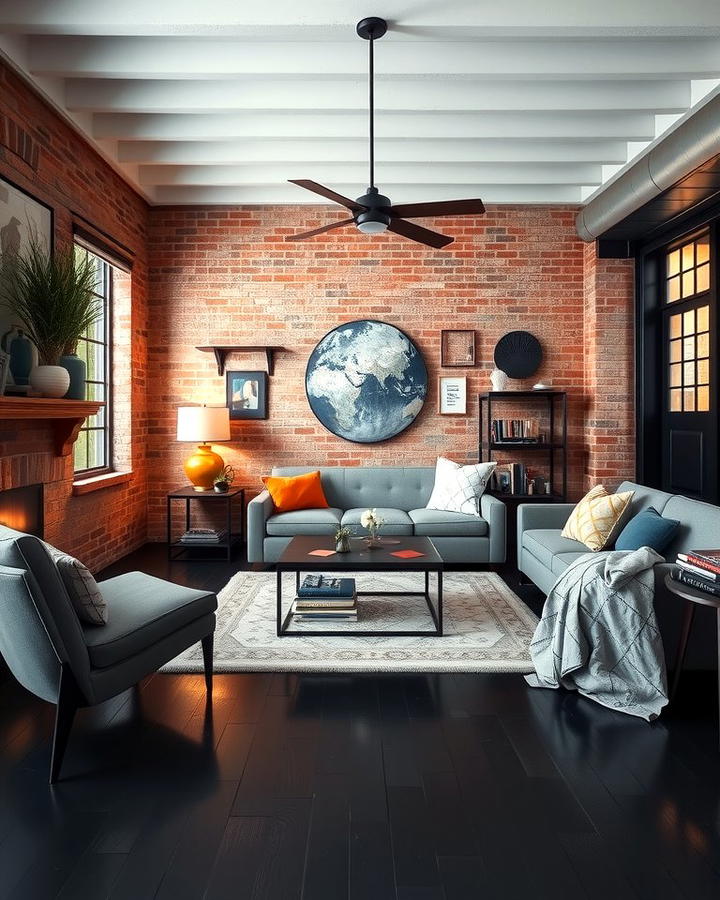 Black Floor with Industrial Decor