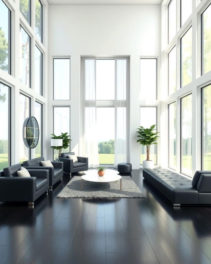 Black Floor with Large Windows