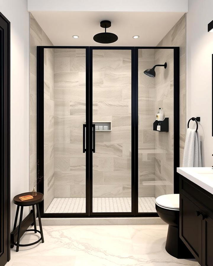 Black Framed Shower Doors for a Contemporary Edge