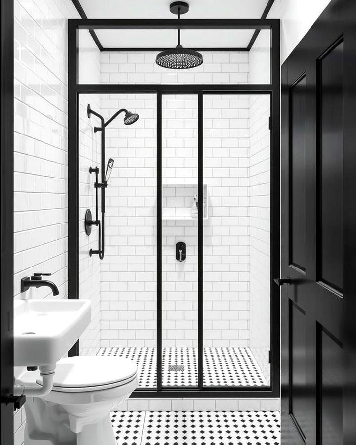 Black Framed Shower Glass