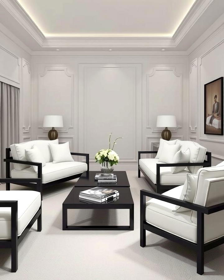 Black Furniture with White Upholstery