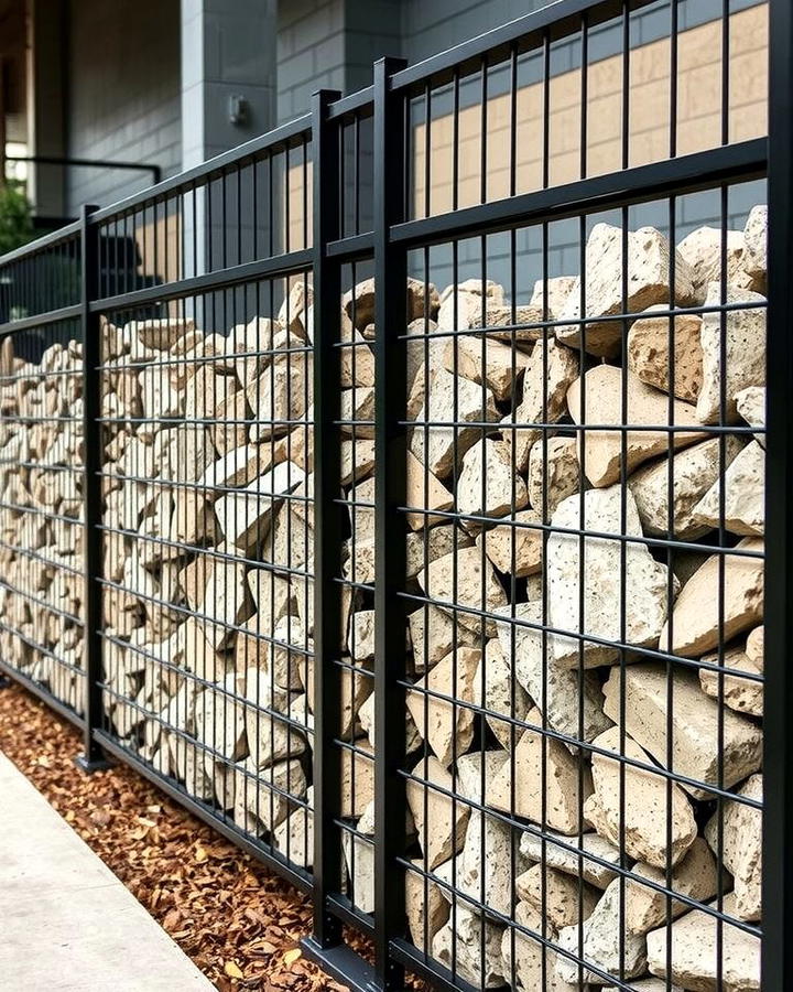 Black Gabion Wall Fence for Industrial Style