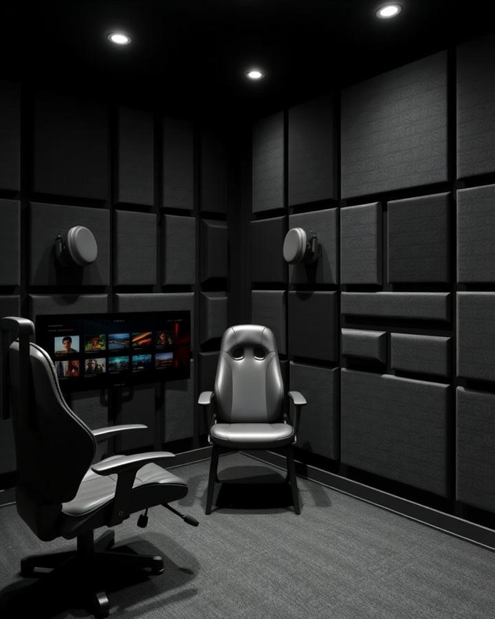 Black Gaming Room With Acoustic Panels