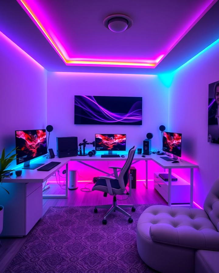 Black Gaming Room With RGB Accents