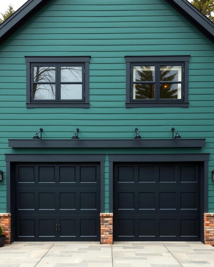 Black Garage Doors on Forest Green Homes