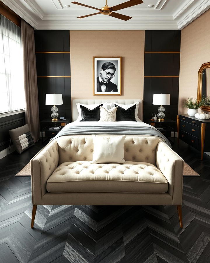 Black Herringbone Floors for a Sophisticated Twist