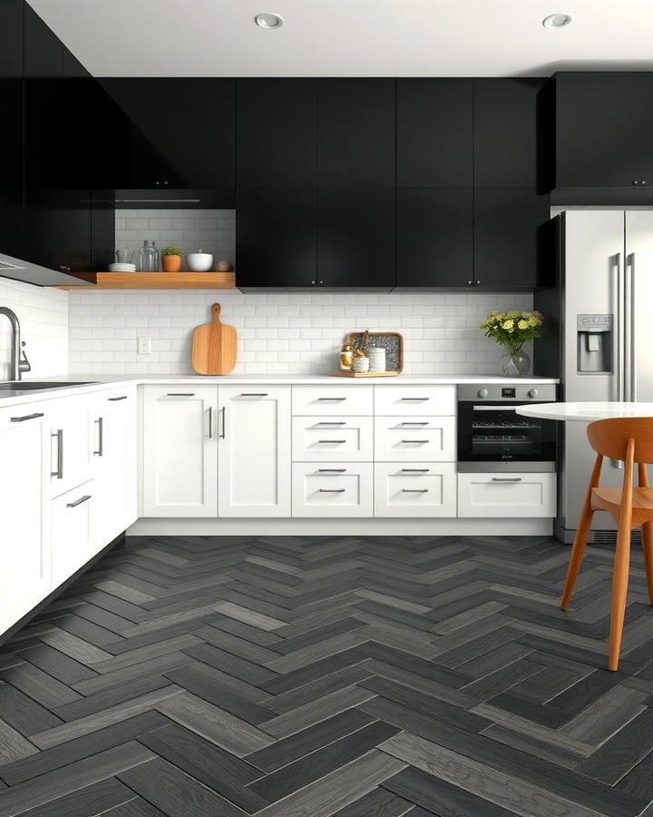 Black Herringbone Tile Floors