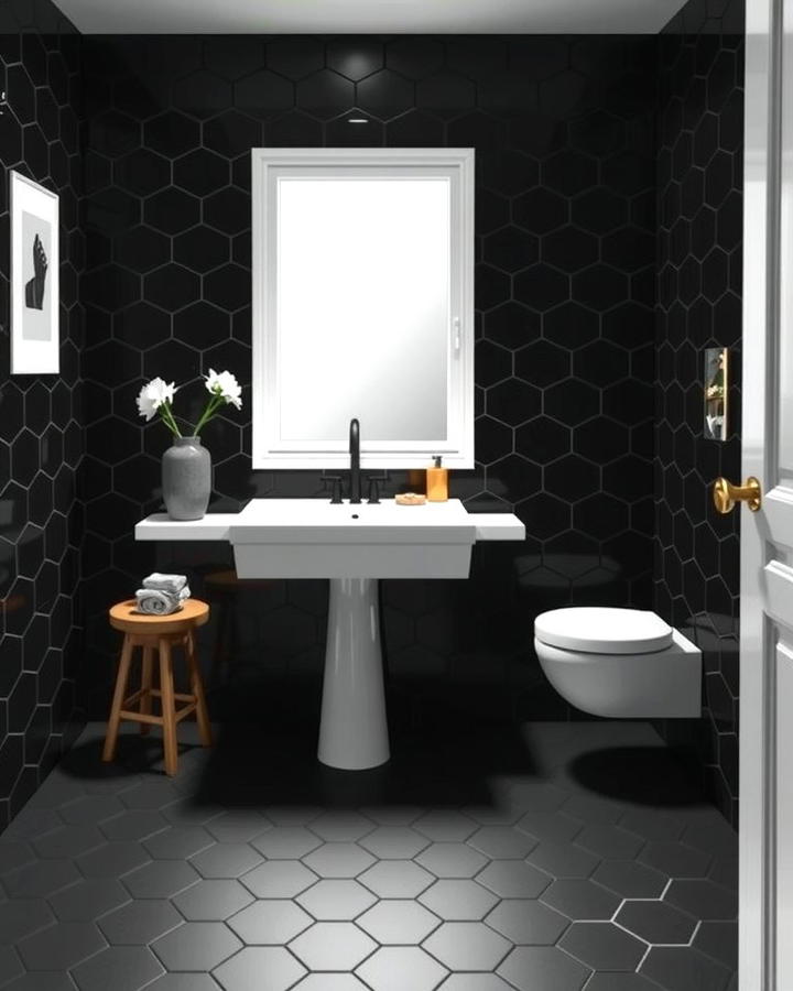 Black Hexagonal Tiles for Unique Geometry