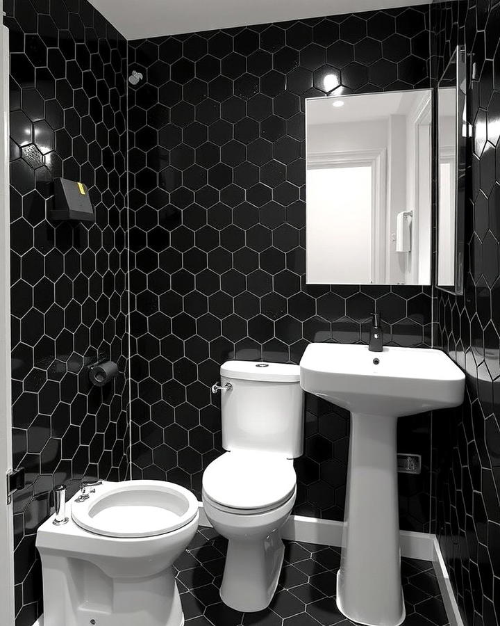 Black Hexagonal Tiles for a Modern Edge