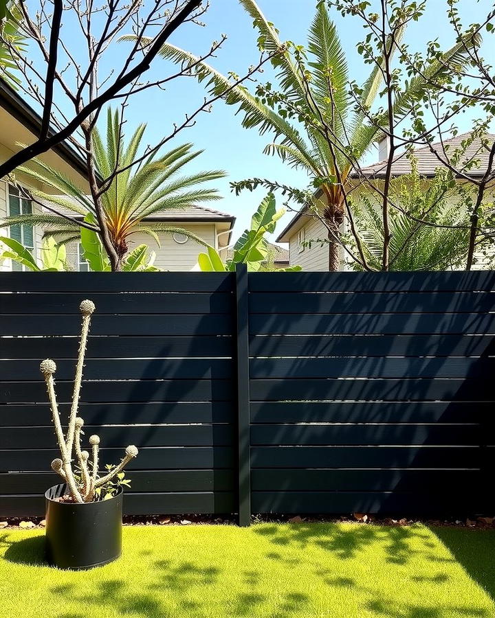 Black Horizontal Slat Fence