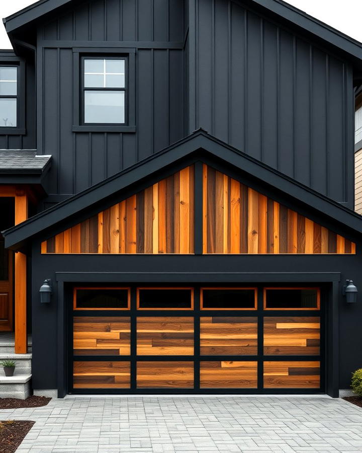 Black House with Wooden Garage