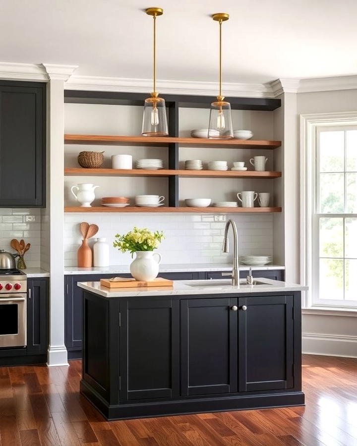 Black Island with Open Shelving