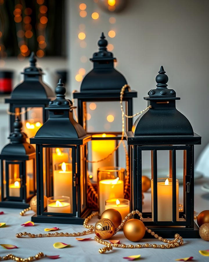 Black Lanterns with Gold Detailing