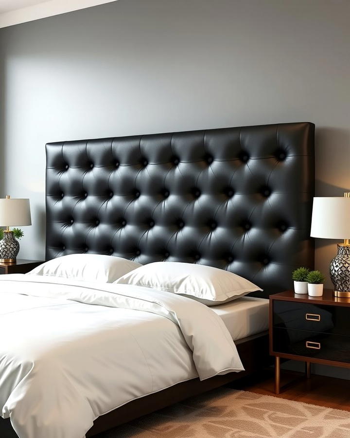 Black Leatherette Tufted Headboard