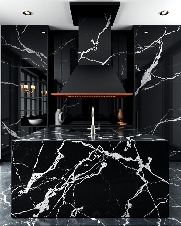 Black Marble Island for Bold Contrast