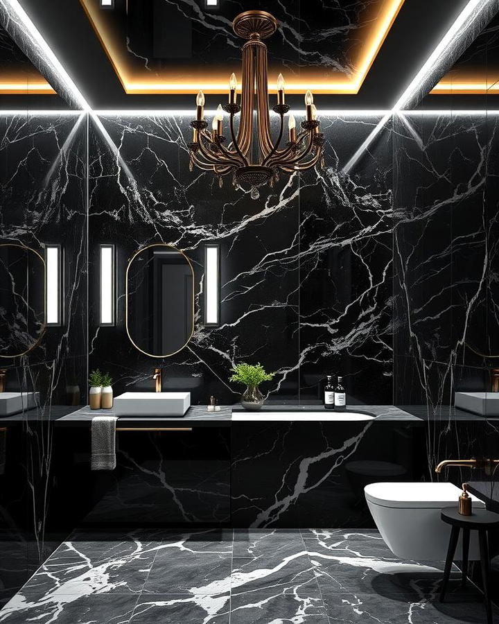 Black Marble with Bold Lighting