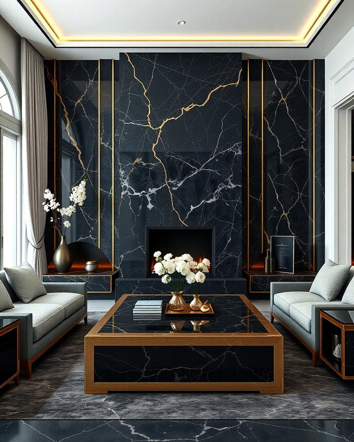 Black Marble with Gold Inlays