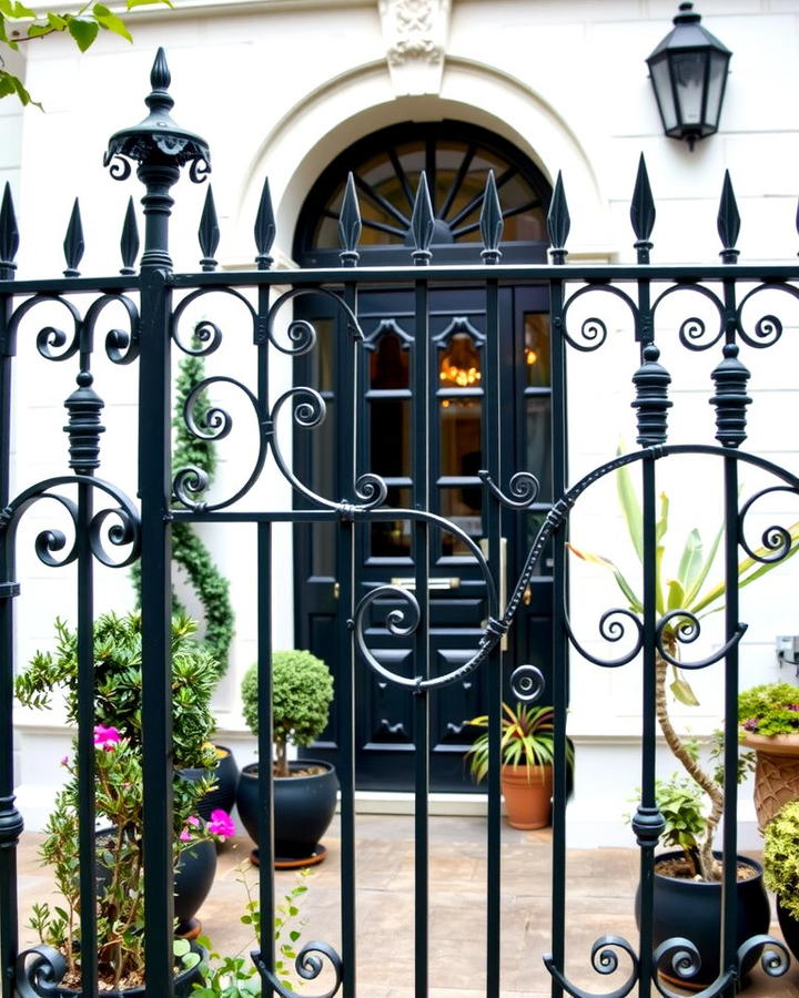 Black Metal Fence with Decorative Patterns