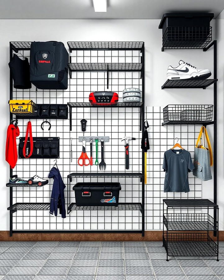 Black Metal Grid Storage