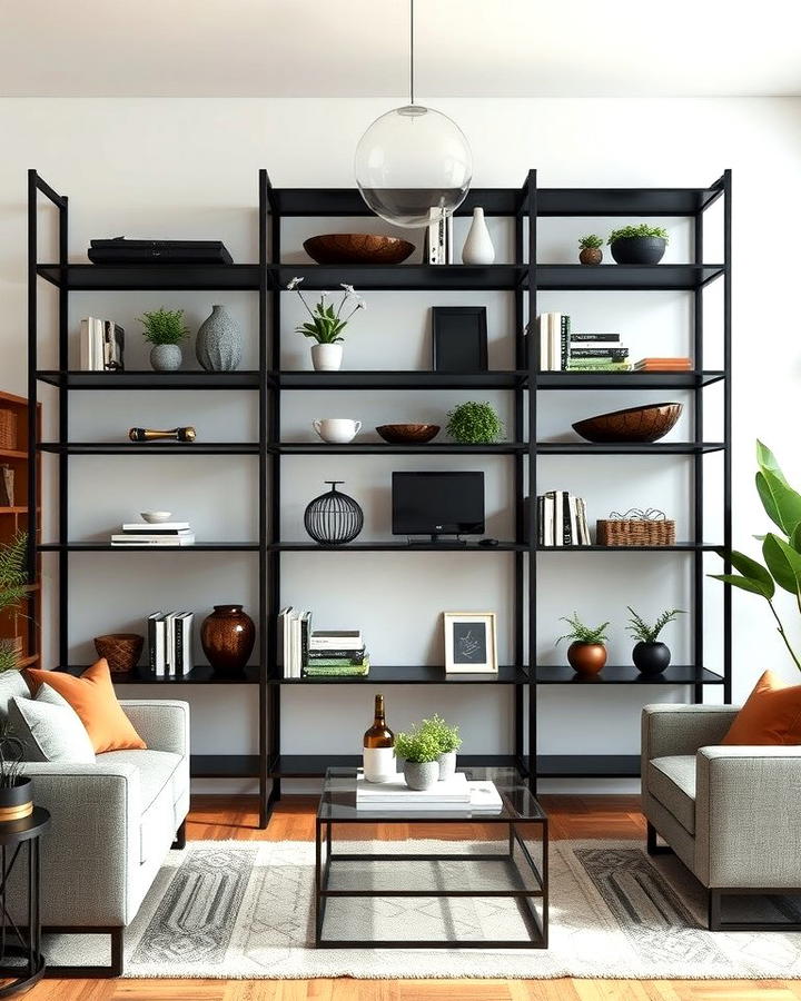 Black Metal Shelving Units for Industrial Chic