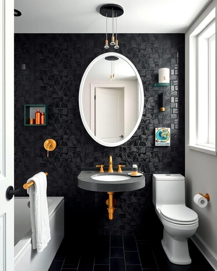 Black Mosaic Accent Wall