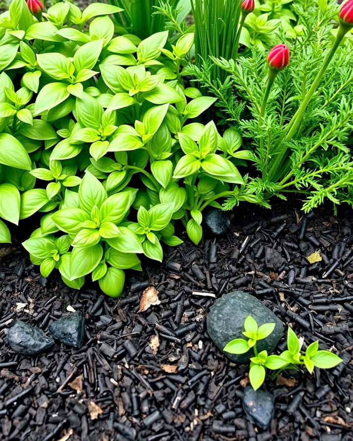 Black Mulch and Herb Gardens