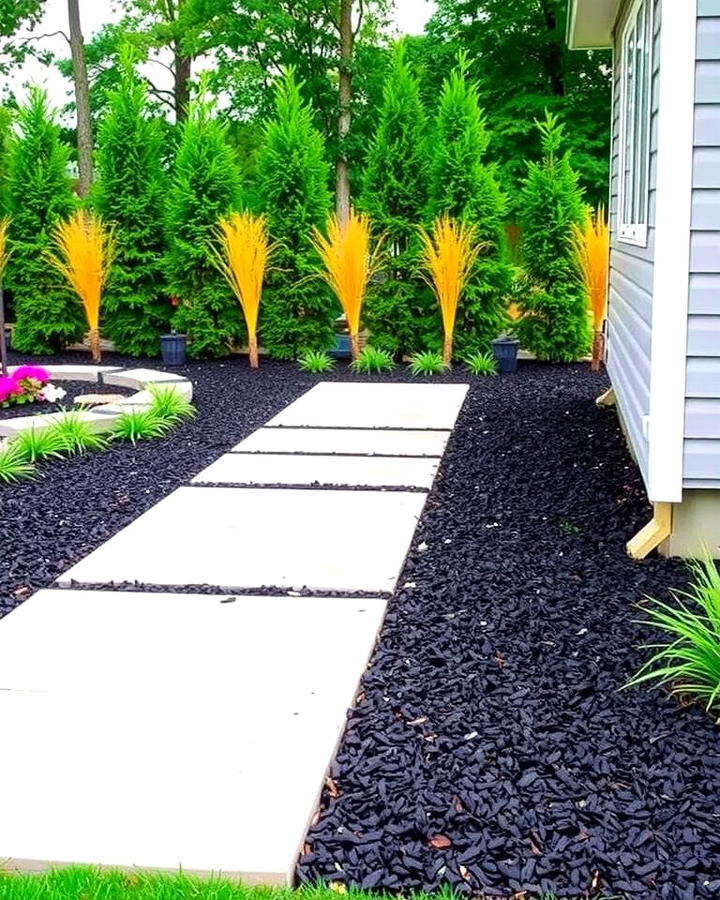 Black Mulch as a Modern Patio Border