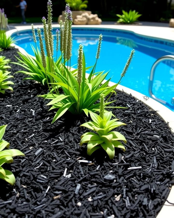 Black Mulch for Poolside Gardens