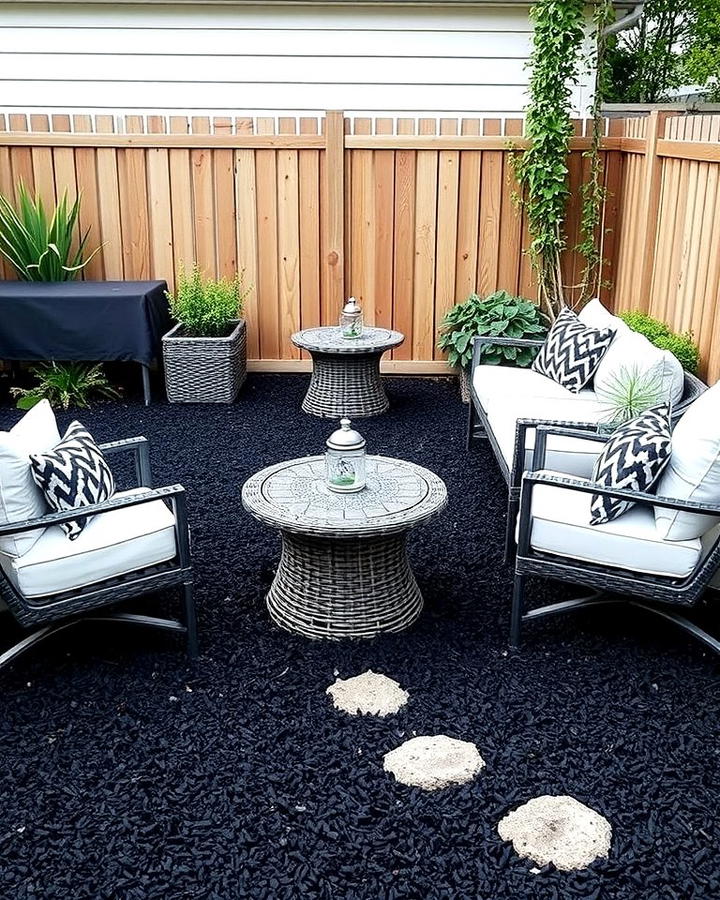 Black Mulch in Outdoor Seating Areas