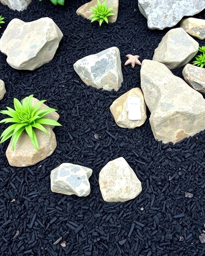 Black Mulch in Rock Gardens